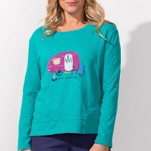 NWT Escape by Habitat Gone Glamping Peacock Print Top Sz L/XL
